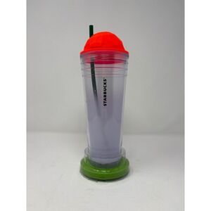 Starbucks Neon Colorblock Venti Cold Cup Tumbler Orange Dome Lid Purple Green